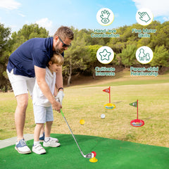 Liberry golf holes with flags encourage target practice and imaginative play.