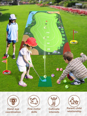 Liberry Kids Golf Set ground stakes help mats stay put outdoors.