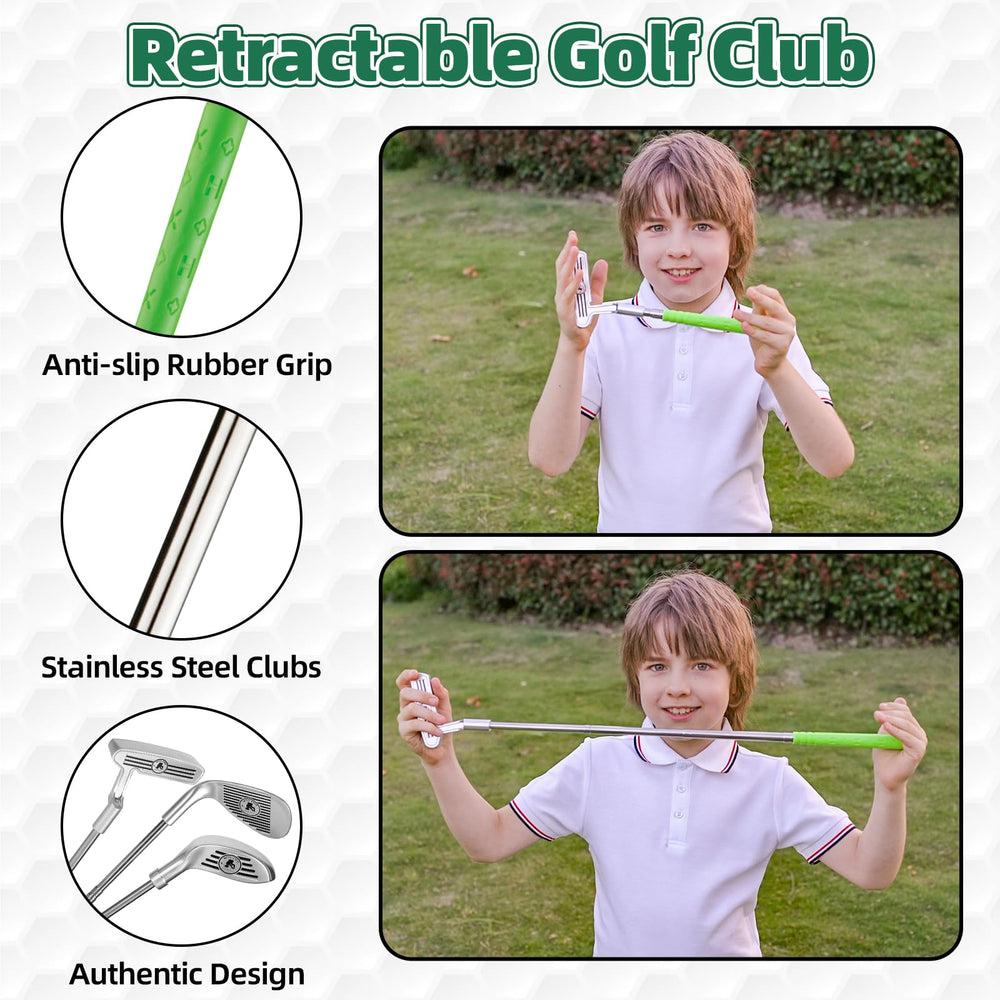 Liberry Kids golf set putting mat with trajectory lines aiding rhythm and aim.