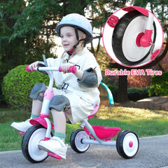 Liberry pink sidewalk outdoor use view highlights durable steel frame for adventures.