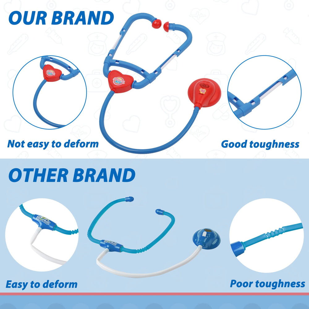 Liberry blue stethoscope paired with cart for hands-on medical role play.
