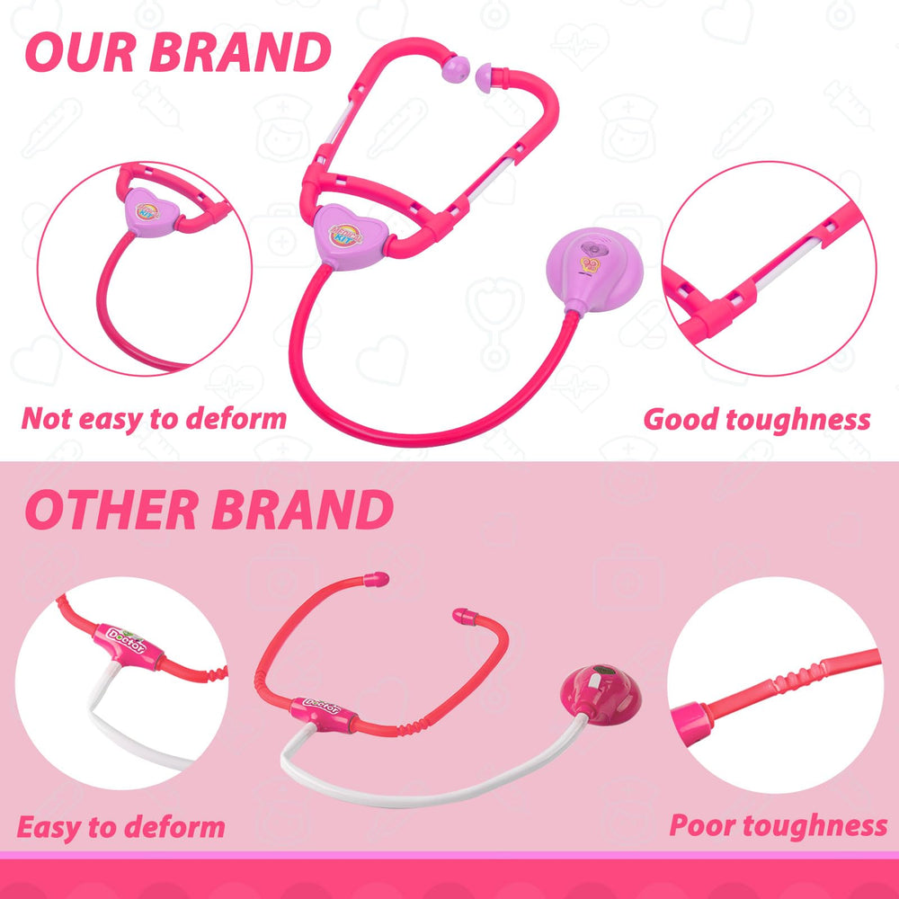 Liberry pink stethoscope toy for realistic pretend medical checks