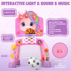 Liberry toy features lights and sounds for engaging sensory feedback during play.