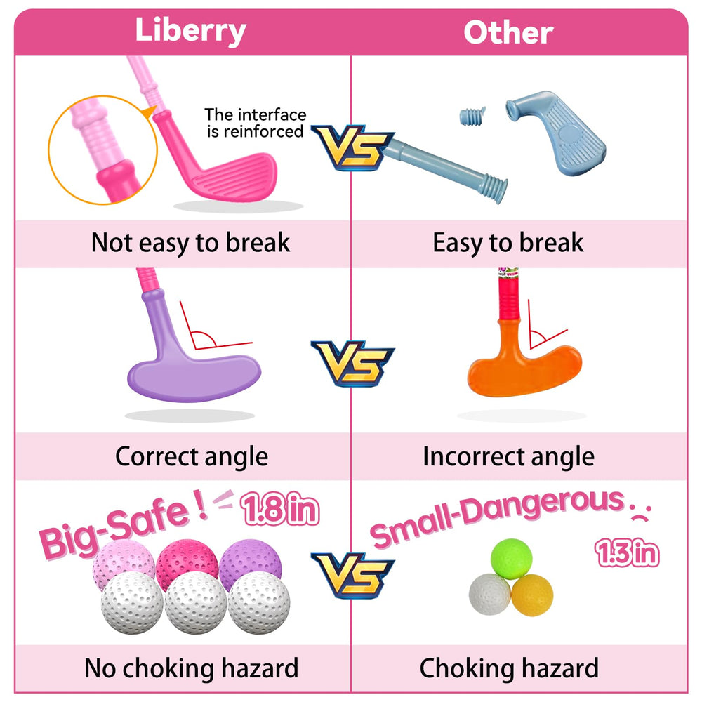 Liberry golf mat pink, indoor putting practice setup