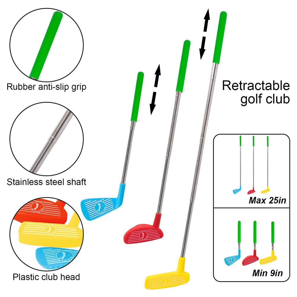 Liberry Toddler Golf Set Iron held by child during mini swing