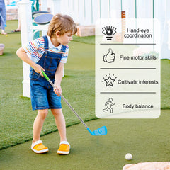 Liberry Toddler Golf Set Putter guiding a gentle putt on carpet