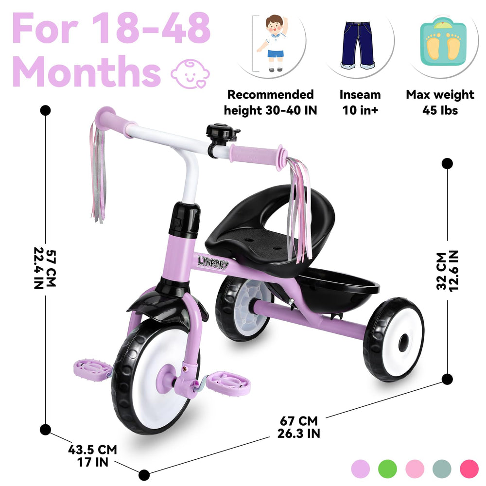 Liberry toddler tricycle back basket demonstrates simple cargo for toys or snacks