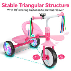 Wide backrest seat keeps kids comfortable during rides.