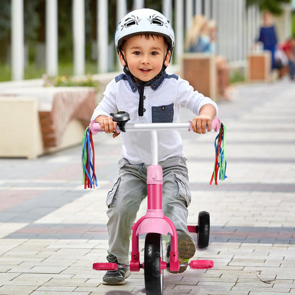 Liberry toddler tricycle pink back basket use supports easy transport of small items.