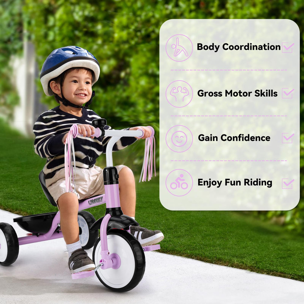 Liberry toddler tricycle seat-detail showing comfortable seating for long, enjoyable rides