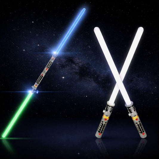 Liberty Imports 2-in-1 LED sabers display a dual-blade staff for epic cosplay battles.