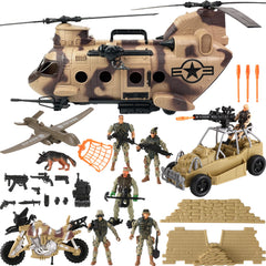 Liberty Imports 26-piece army men set with helicopter invites immersive pretend play with lights.