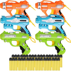 Liberty Imports six-pack mini foam dart blasters in action for safe indoor play.