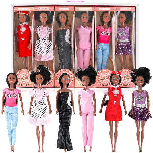 Liberty Imports 11.5-inch African American doll in formal gown for imaginative dress-up play.