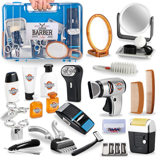 Liberty Imports 24-piece barber kit shaver for kids encourages imaginative grooming play