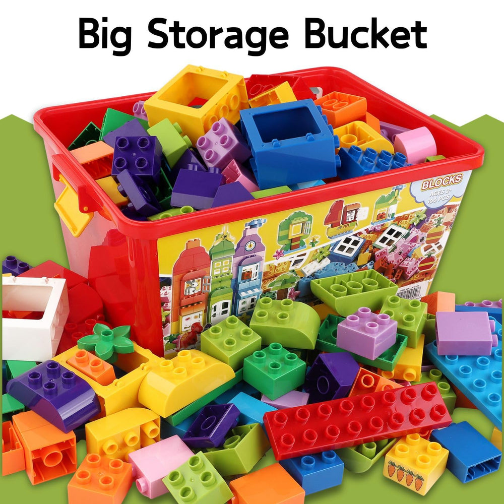 Storage bucket handle on Liberty Imports set makes carrying and cleanup simple