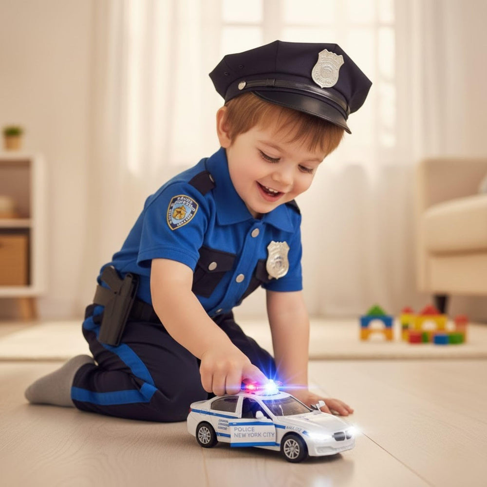 Liberty Imports rubber-tired diecast police car designed for durable long play.