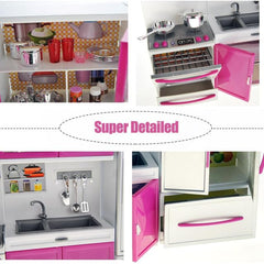 Liberty Imports stovetop lights illuminate pretend meals during play.