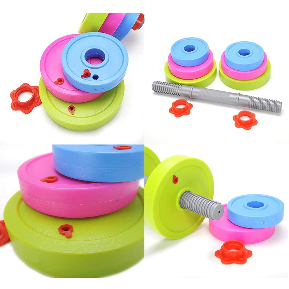 Liberty Imports dumbbell toy in a home gym setup for family play.
