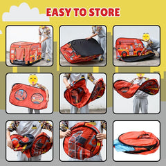Liberty Imports fire truck playhouse features a sturdy wire frame for safe adventures.