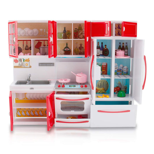 Liberty Imports Gourmet Red Doll Kitchen stove enhances imaginative cooking play.