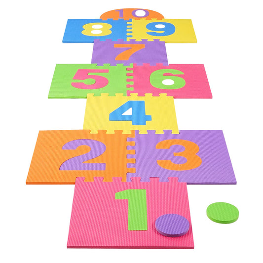 Liberty Imports Hopscotch Playmat number tiles close-up showing bright digits for counting practice