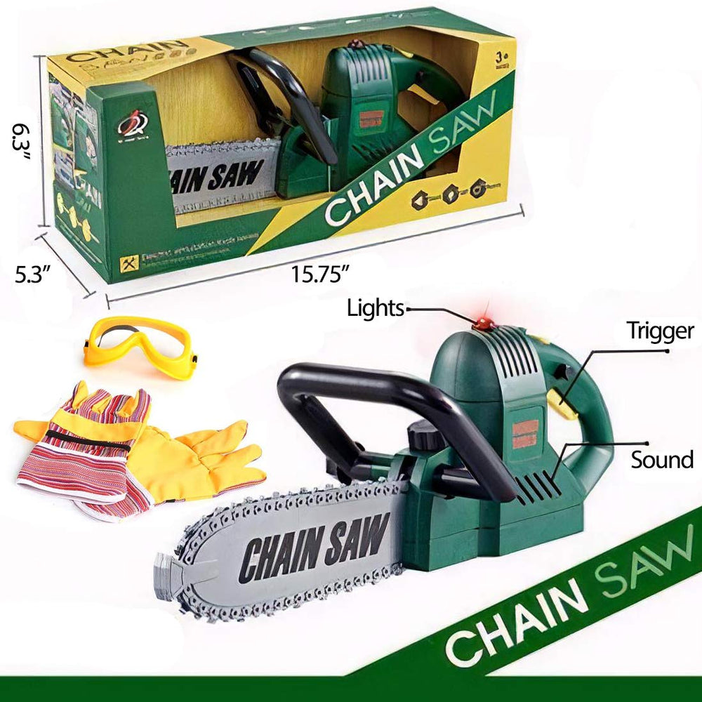 Liberty Imports front-facing toy chainsaw supports interactive storytelling during playtime