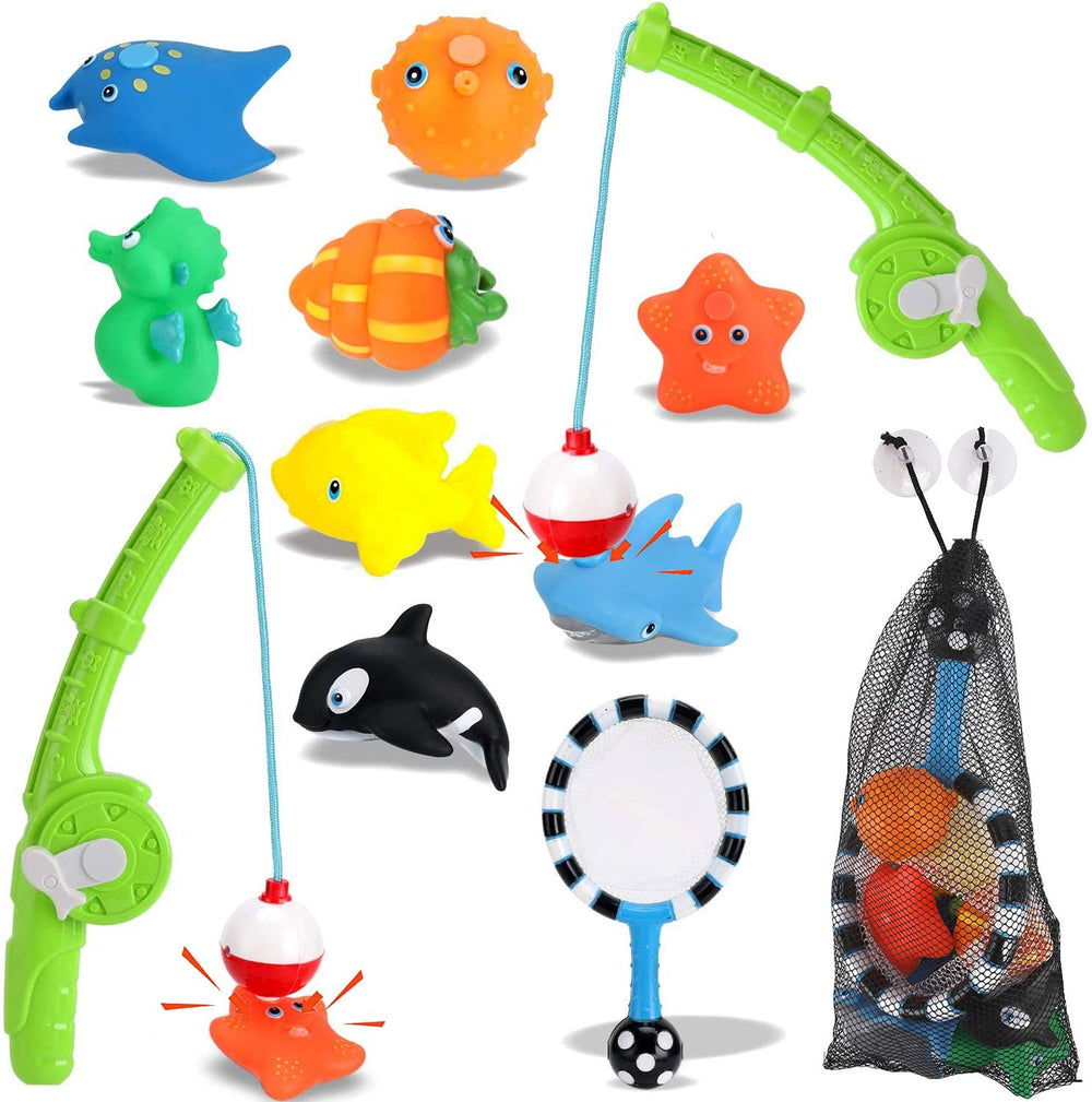 Liberty Imports magnetic toddler bath toys with two fishing poles for interactive play and coordination