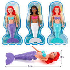 Mermaid bath toys for bath and pool activities and sharing