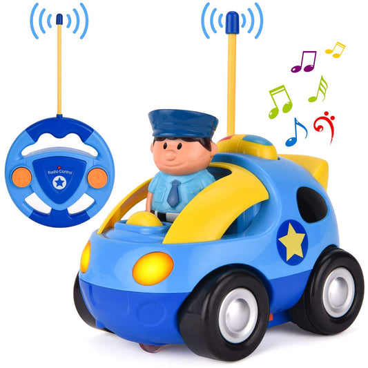 Liberty Imports My First Cartoon RC Car, police car front view, ideal first toy for toddlers