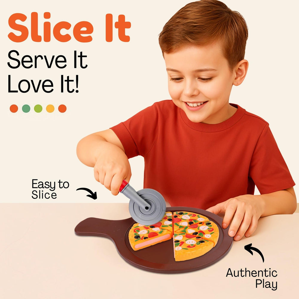 Liberty Imports serving plates and utensils for sharing pretend pizza