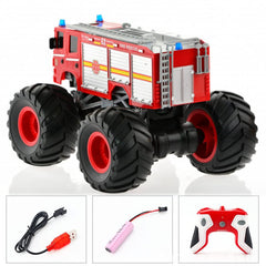 Liberty Imports RC Monster Truck fire engine with lights on for night driving realism