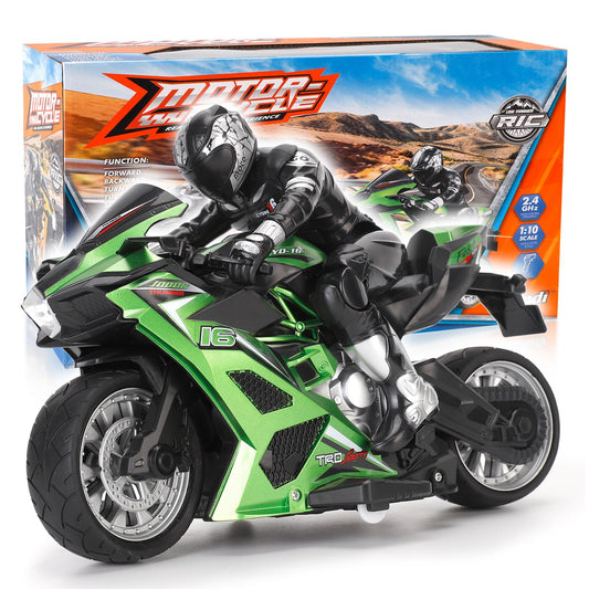 Liberty Imports RC stunt motorcycle front view, ideal for exciting backyard races.