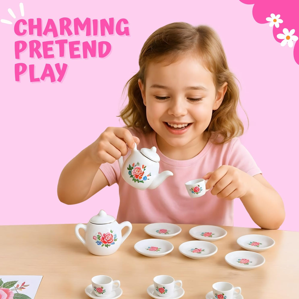 Liberty Imports rose floral design detail on porcelain adds timeless dollhouse charm.