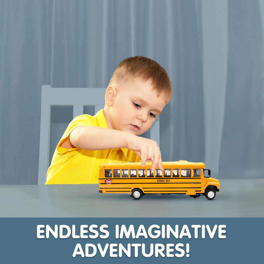 Liberty Imports diecast bus with rubber tires for durable indoor use