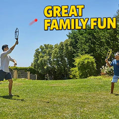 Family bonding outdoors with Liberty Imports Trackball Sport Chuck and Catch Ball