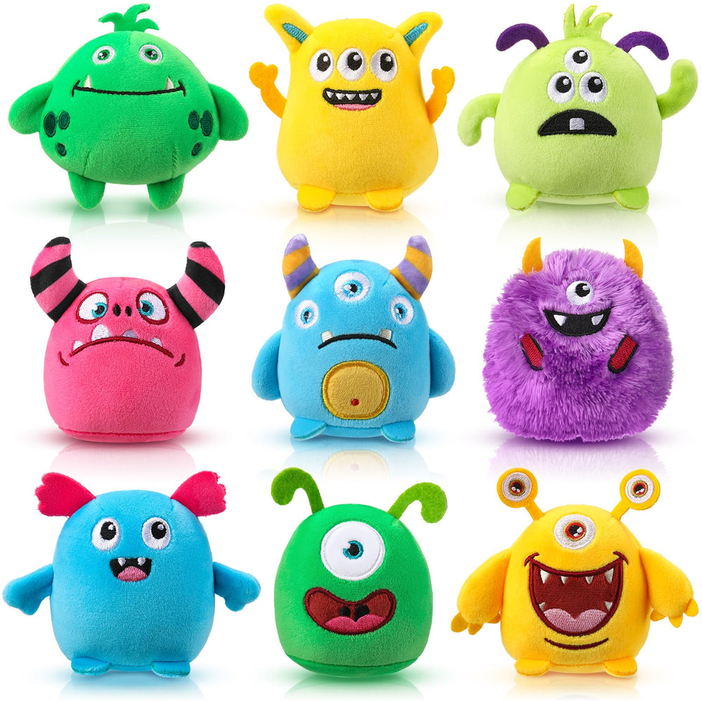 Libima 9 Pcs mini stuffed monsters collection, compact and colorful for gifting or decor.