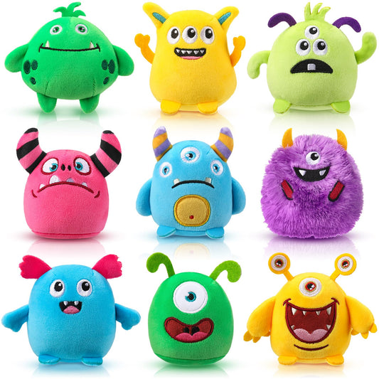 Libima 9 Pcs mini stuffed monsters collection, compact and colorful for gifting or decor.