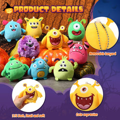 Libima mini monster round shape plush, soft and eye-catching decor for bags.