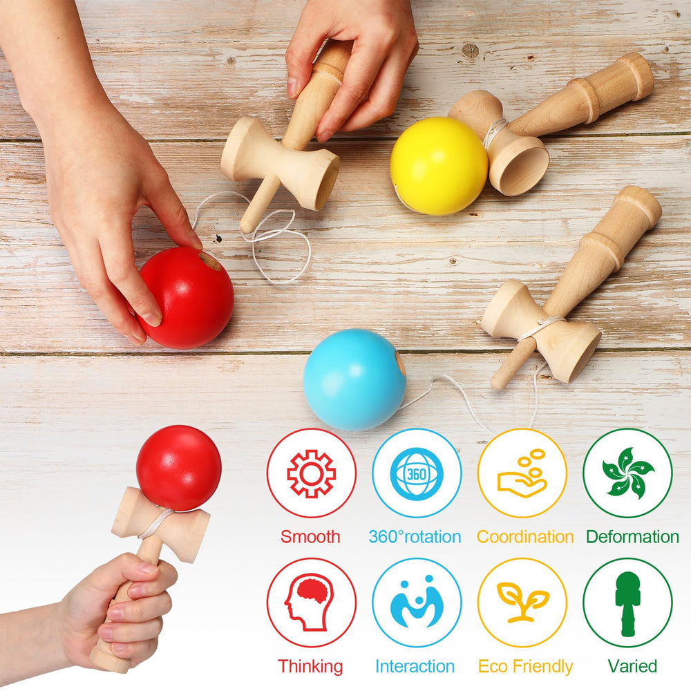 Libima wood kendama blue cup for indoors or outdoors play