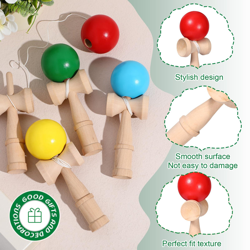Libima wood kendama yellow cup promotes focus during quick catches