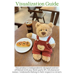 LICHADUOLE khaki corduroy overalls on plush bear for versatile wardrobe options.