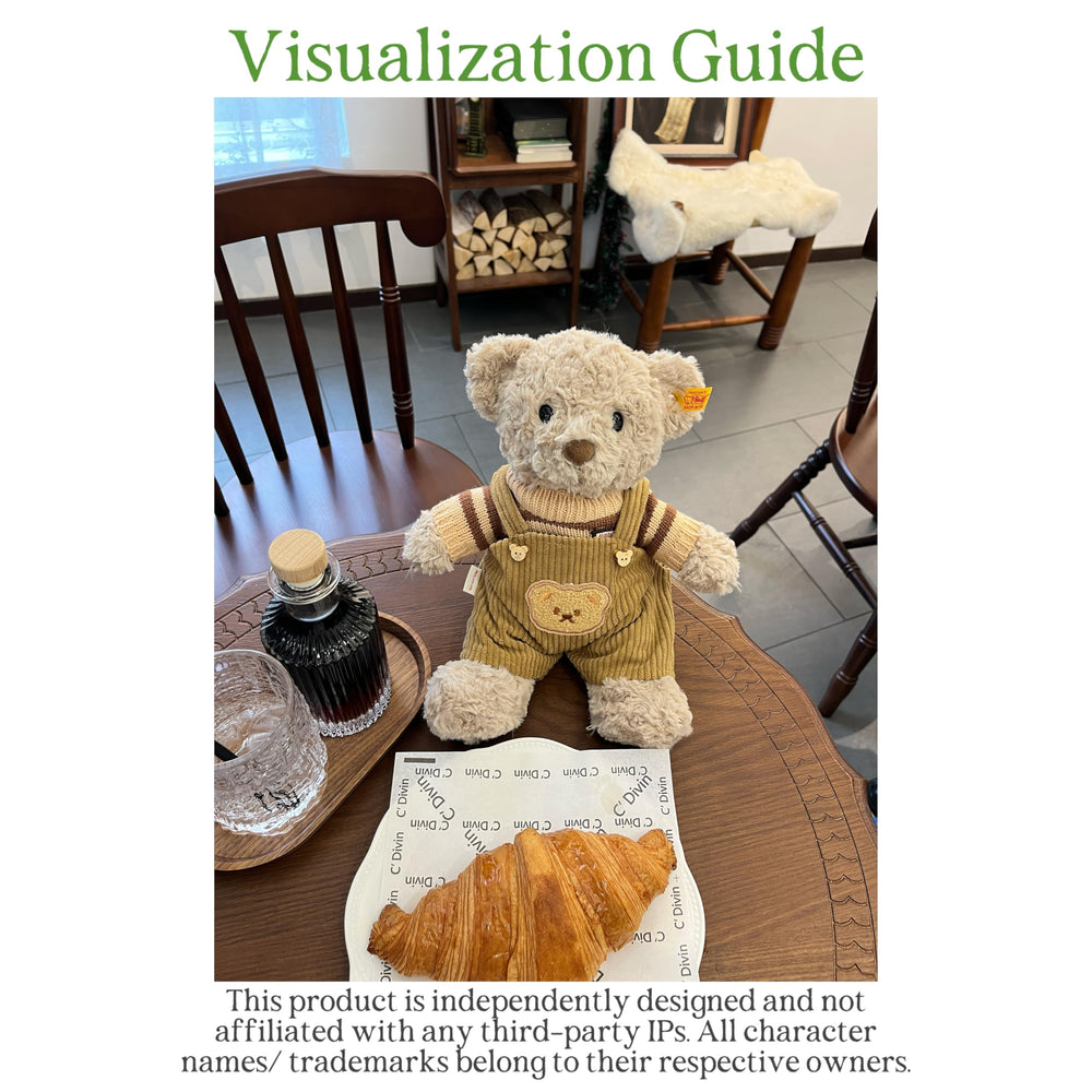 LICHADUOLE khaki striped sweater on plush bear creates textured, playful looks.