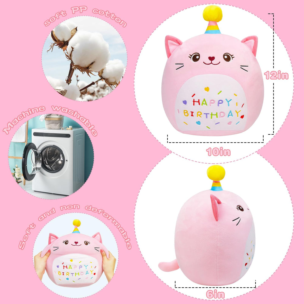 LICSOR Cat Plush featuring Happy Birthday embroidery makes a delightful gift.