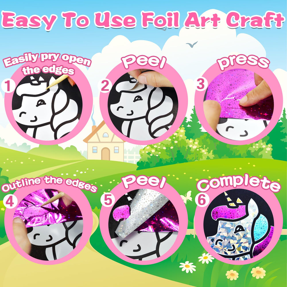LICSOR foil cards set with vibrant colors for kid-friendly crafts.