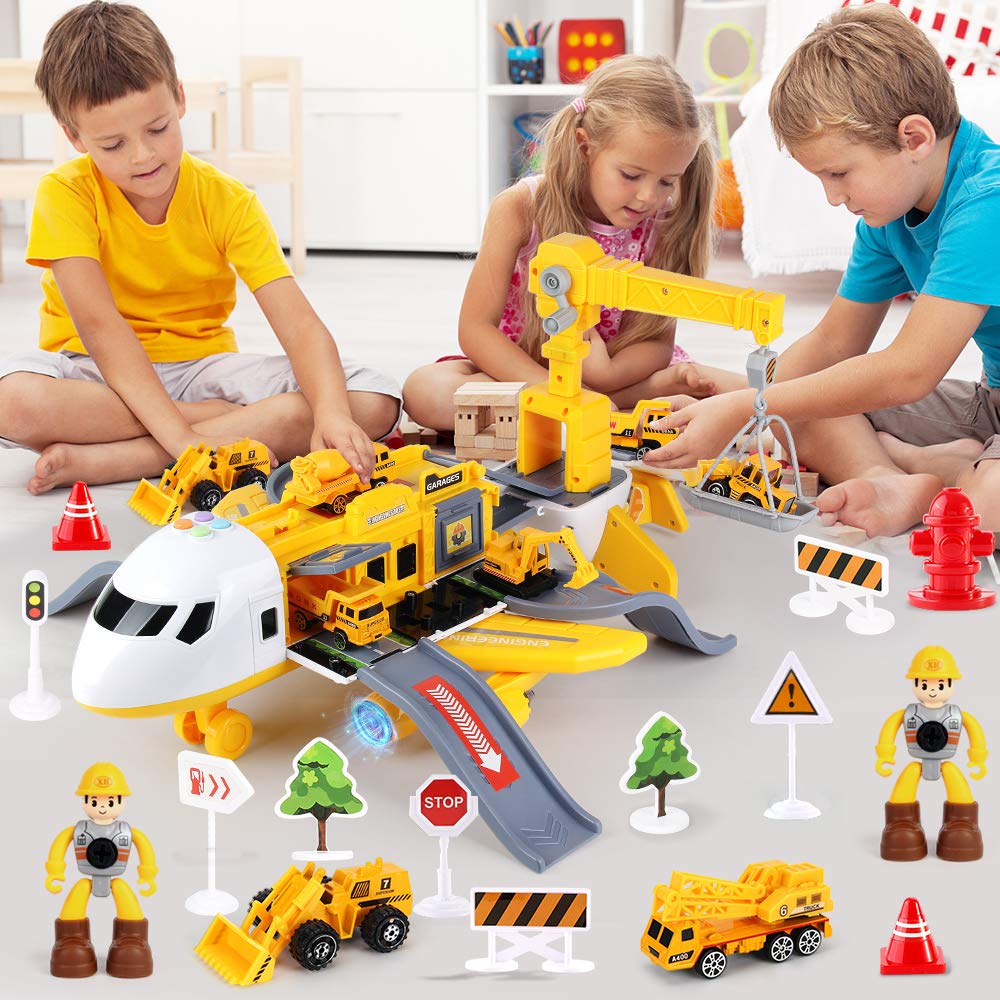 LiDi RC large cargo airplane anchors a busy airport diorama