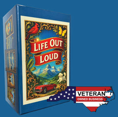 Life Out Loud game-night scene shows a lively storytelling table.