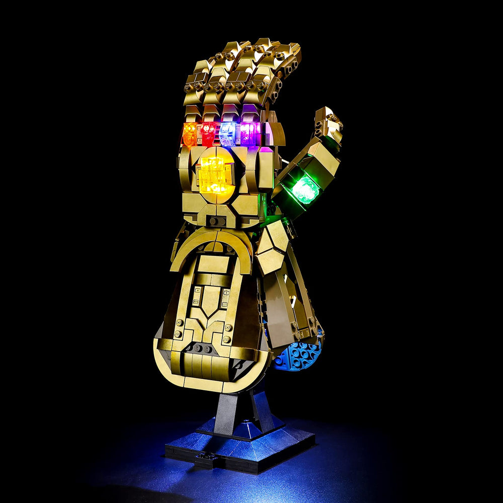 LIGHTAILING Infinity Gauntlet LED light kit illuminates the stones vividly for display