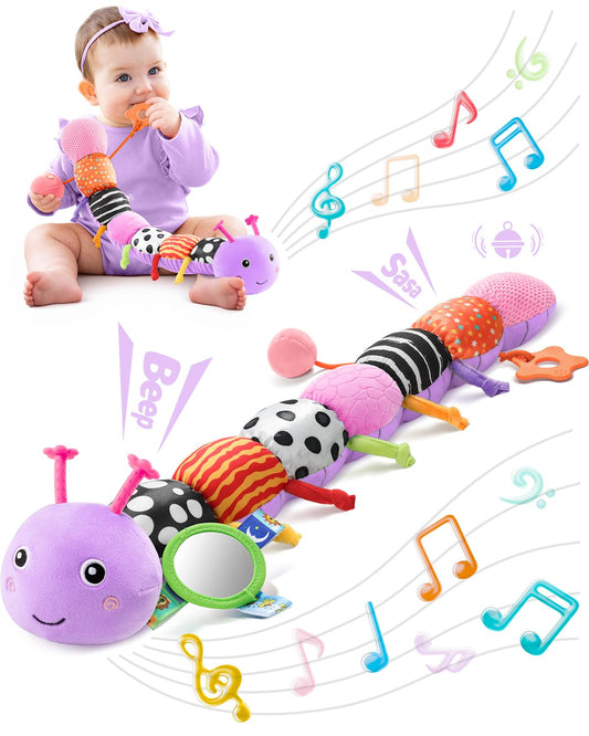LIGHTDESIRE musical caterpillar front view for tummy time with gentle melody
