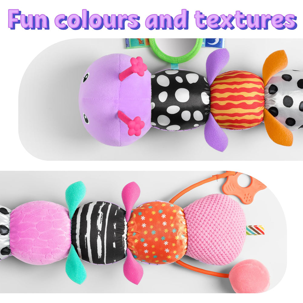 LightDESIRE caterpillar antennae teether helps soothe teething gums.